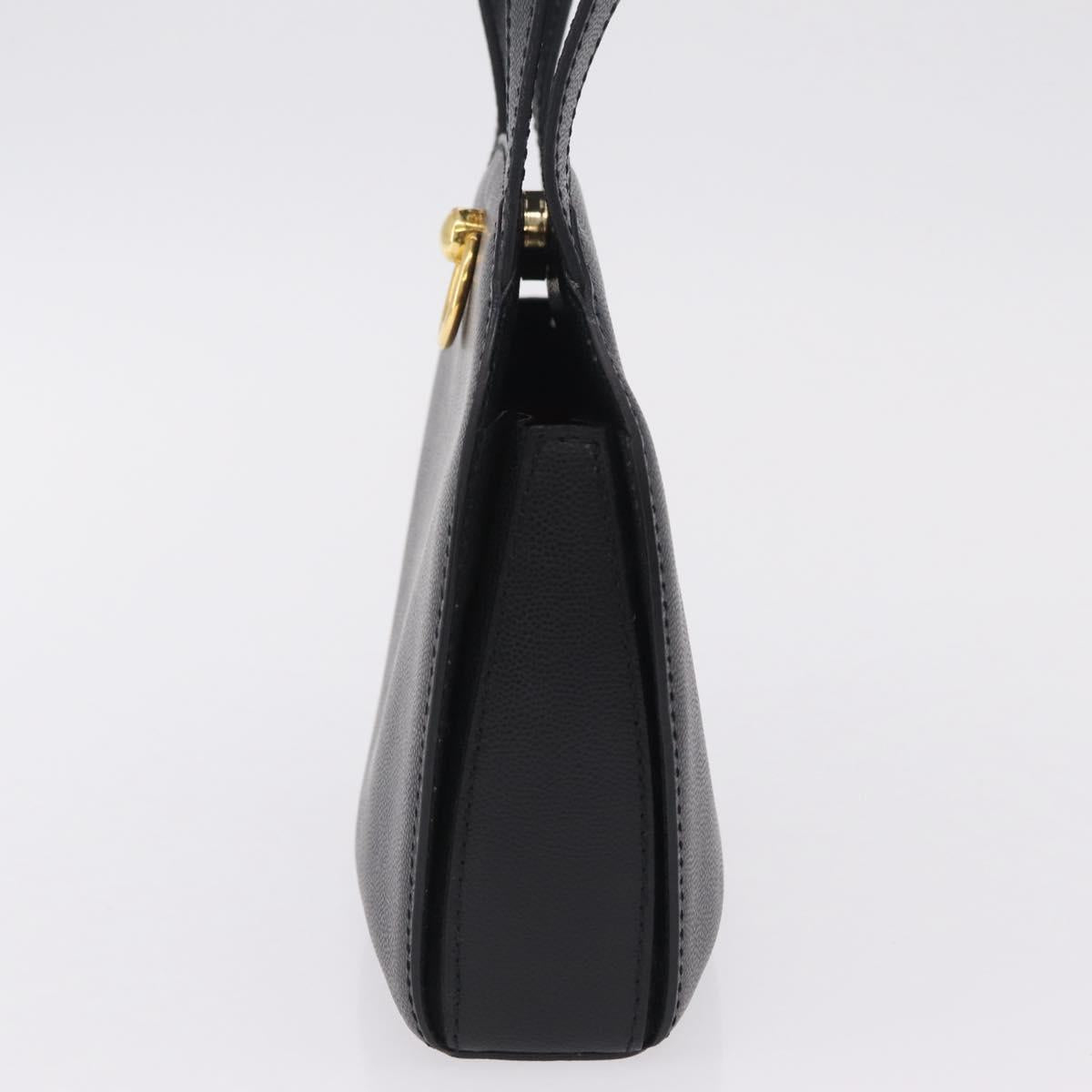 CELINE Hand Bag Leather Black Gold Auth 204213A