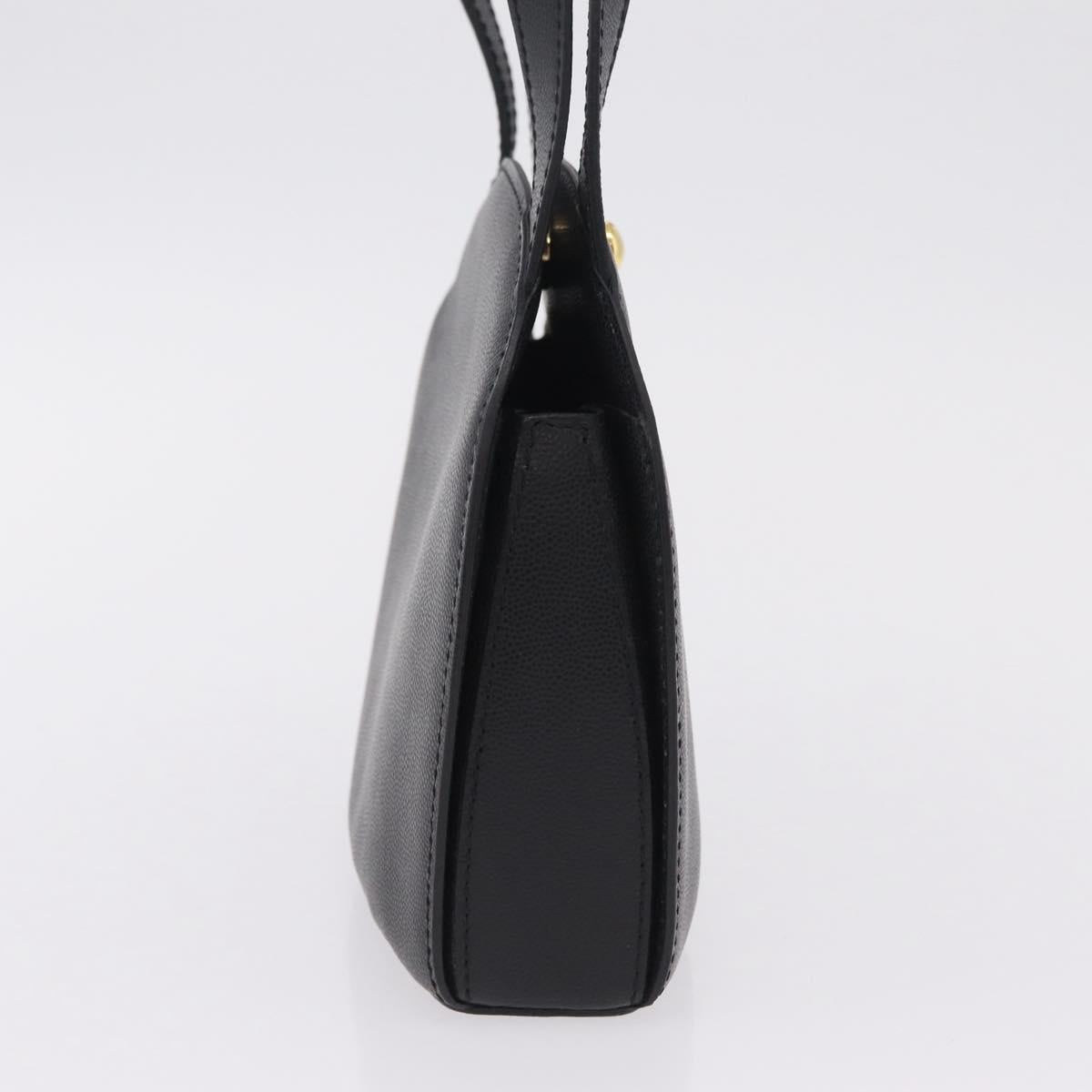 CELINE Hand Bag Leather Black Gold Auth 204213A