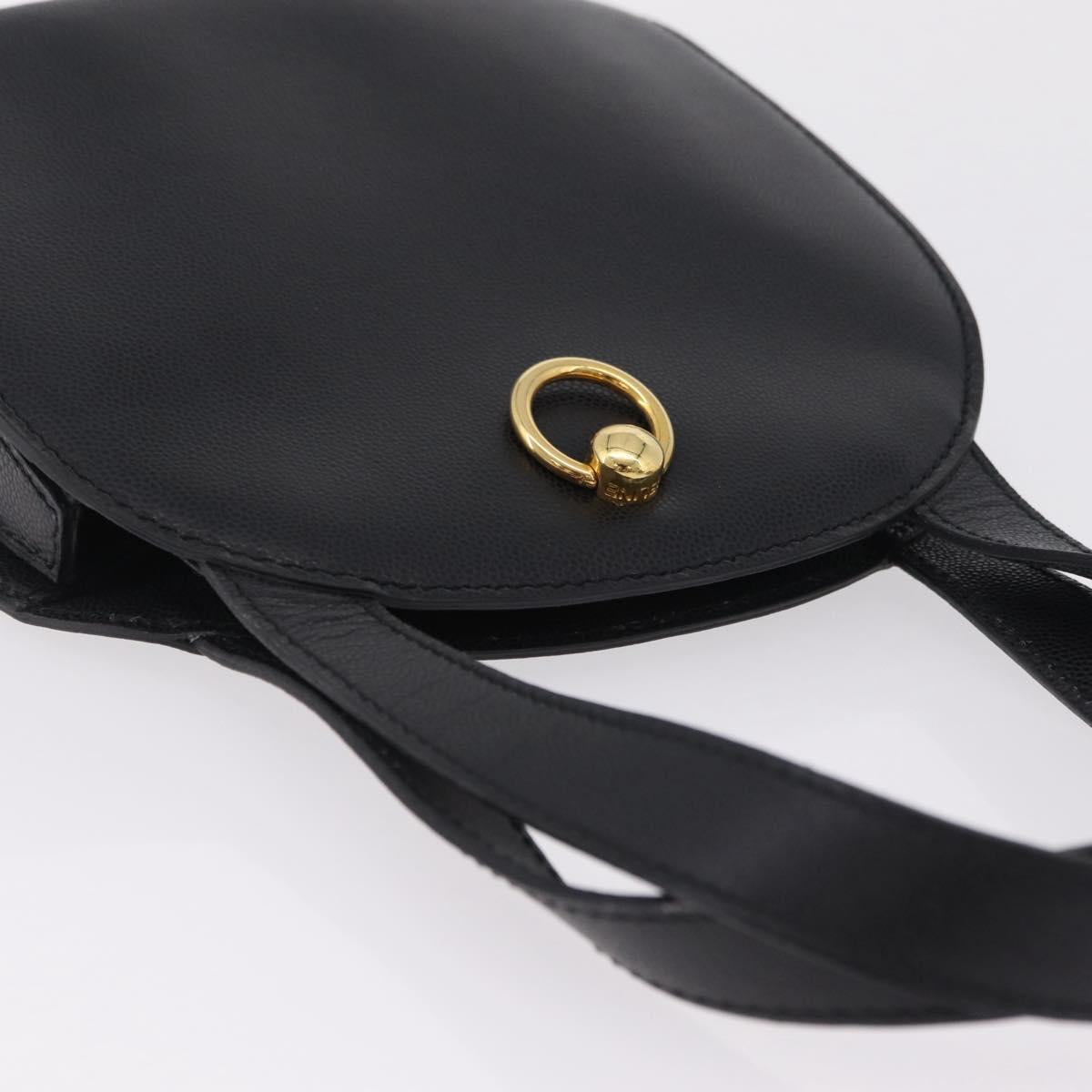 CELINE Hand Bag Leather Black Gold Auth 204213A