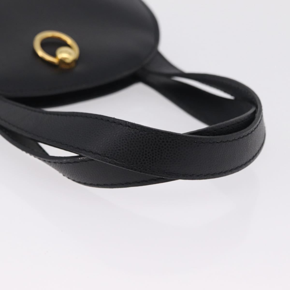 CELINE Hand Bag Leather Black Gold Auth 204213A