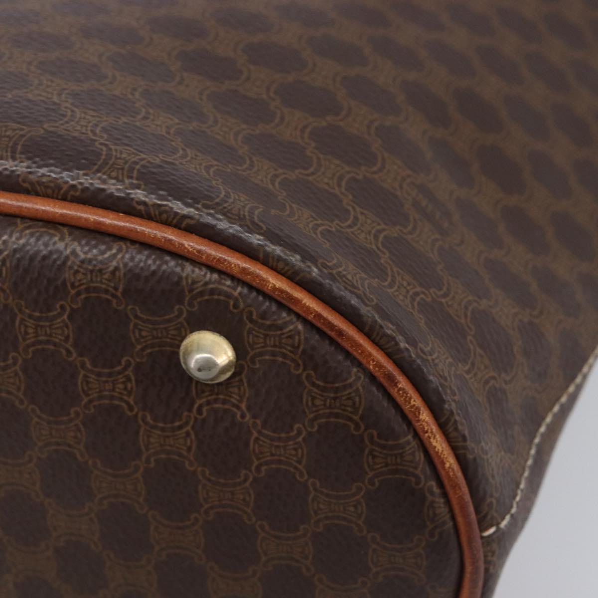 CELINE Macadam Canvas Tote Bag PVC Leather Brown Gold Auth 204214