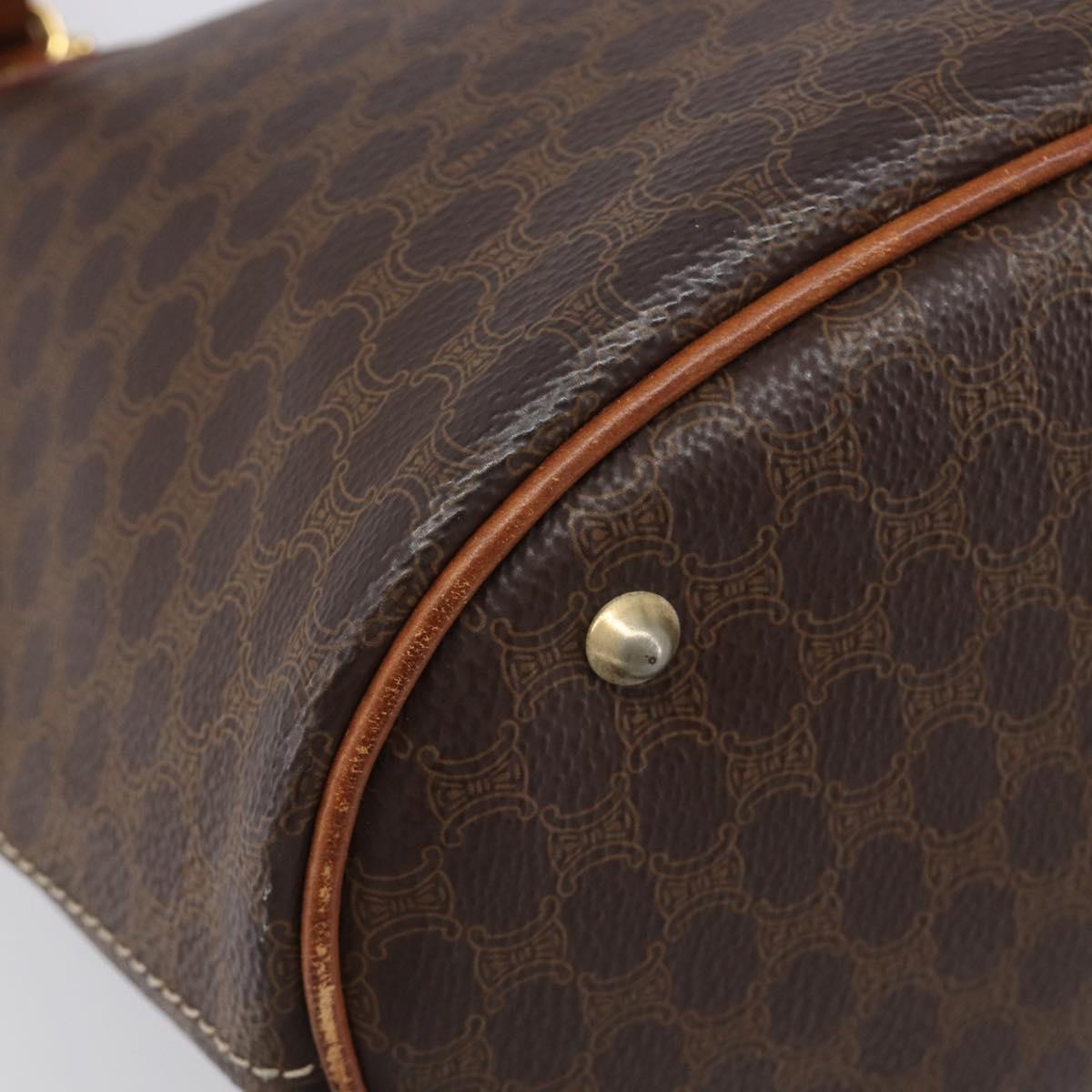 CELINE Macadam Canvas Tote Bag PVC Leather Brown Gold Auth 204214