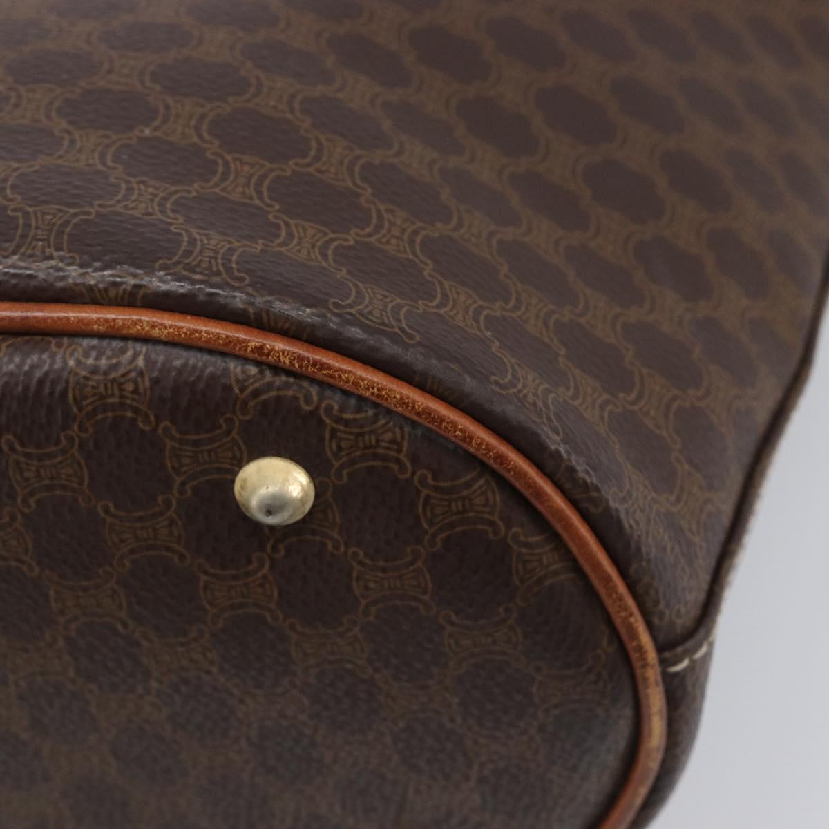 CELINE Macadam Canvas Tote Bag PVC Leather Brown Gold Auth 204214