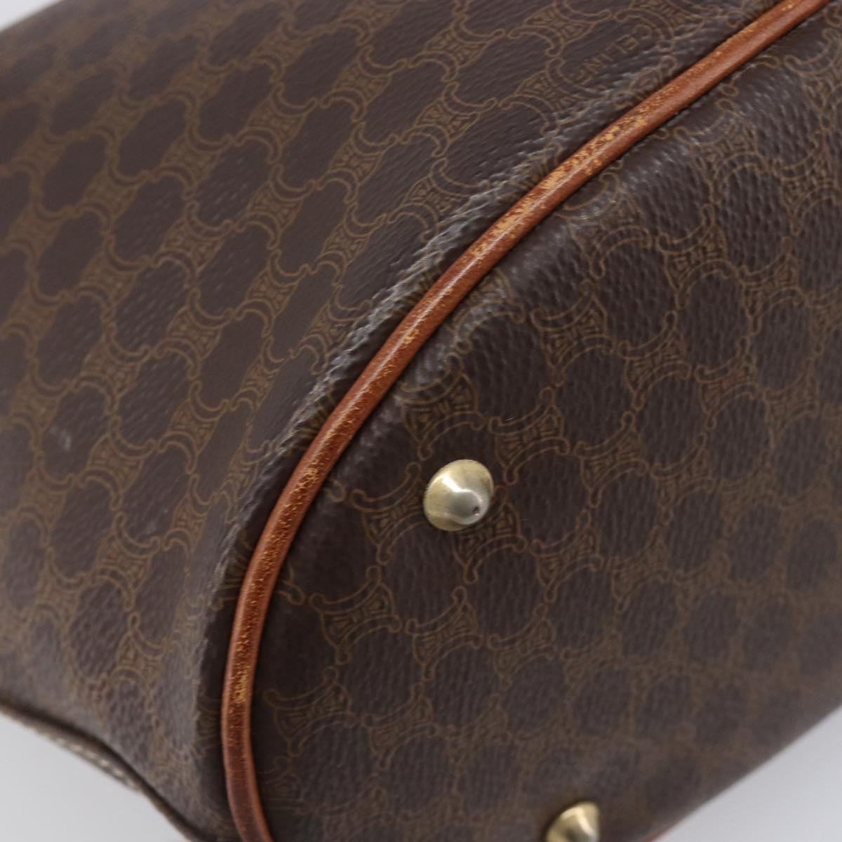 CELINE Macadam Canvas Tote Bag PVC Leather Brown Gold Auth 204214