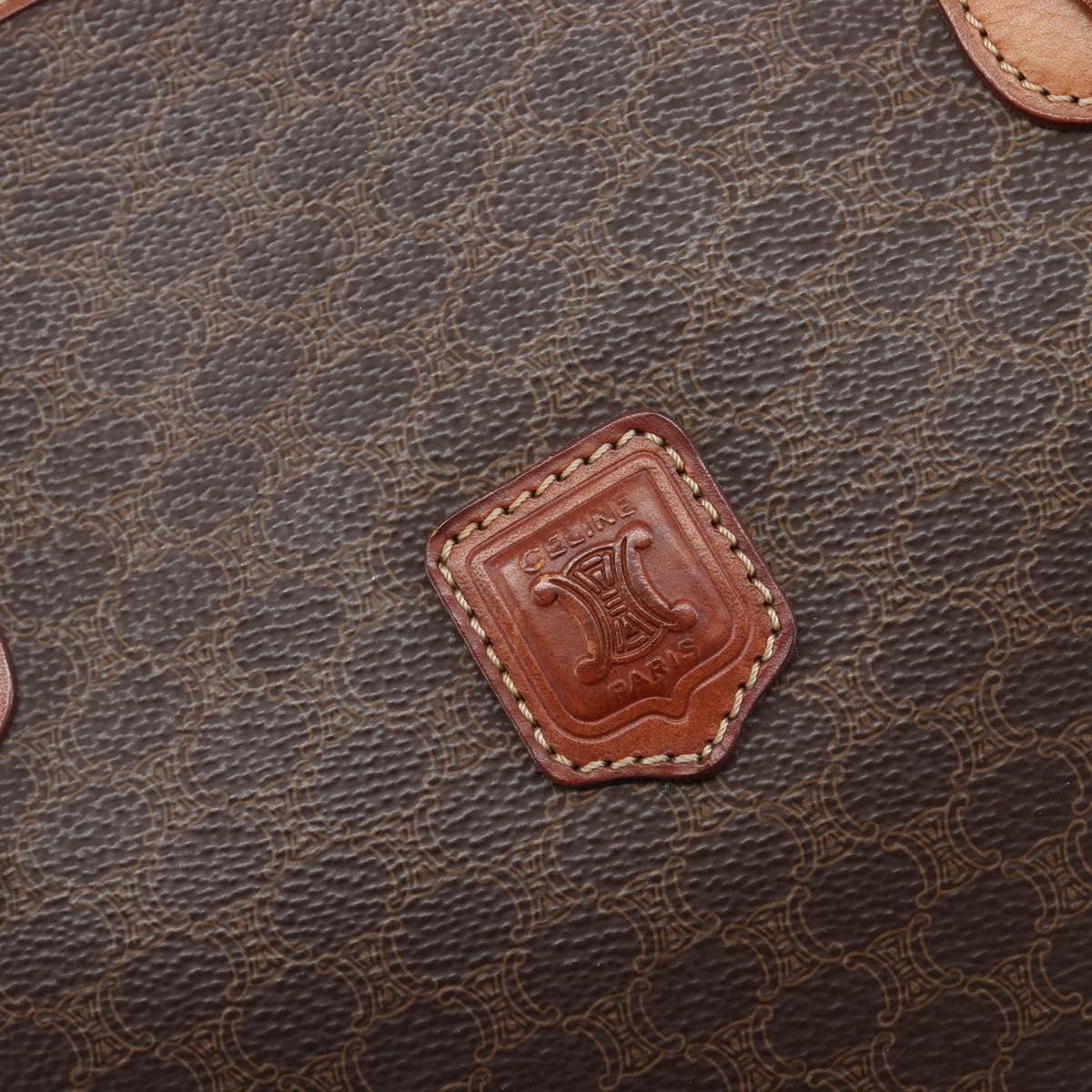 CELINE Macadam Canvas Tote Bag PVC Leather Brown Gold Auth 204214