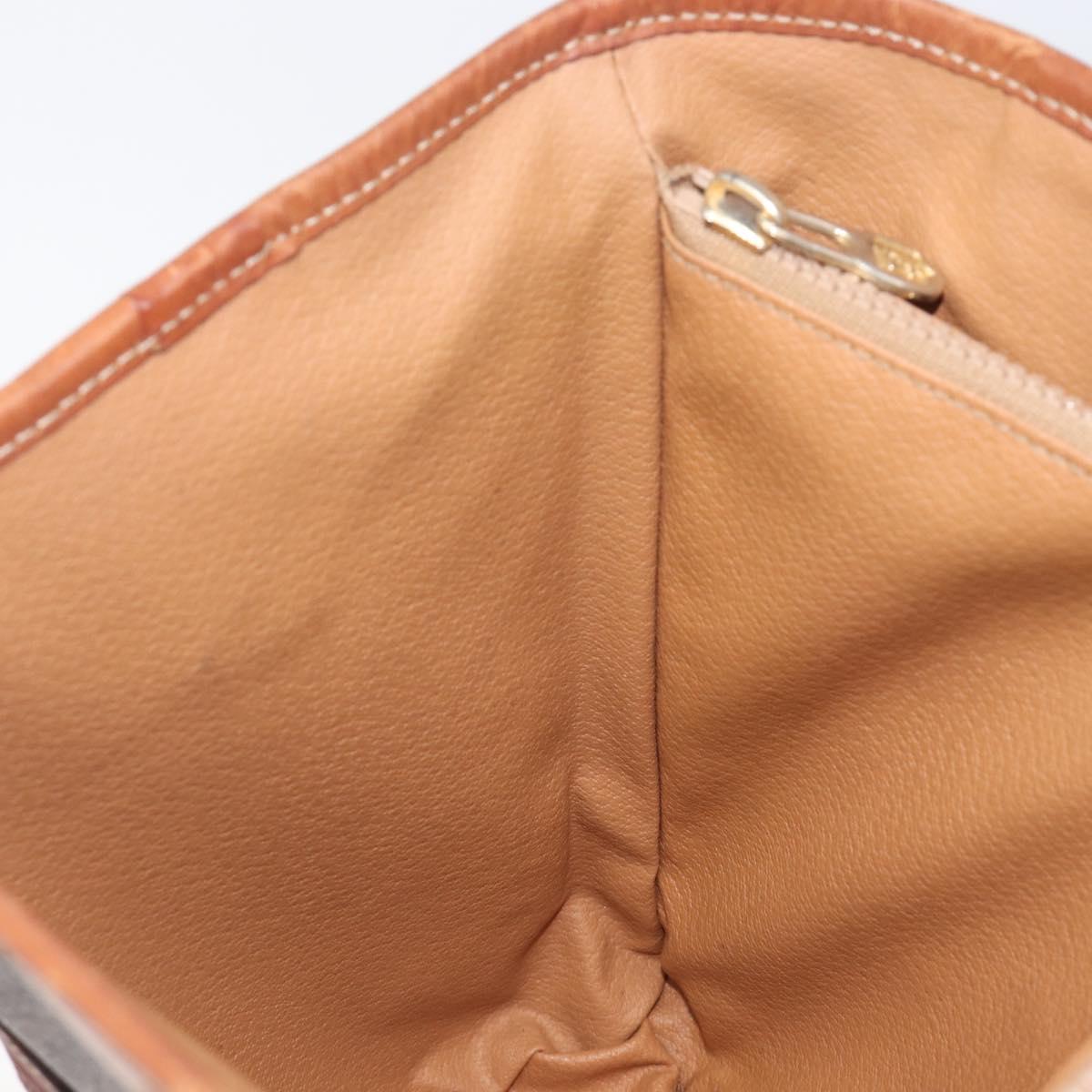 CELINE Macadam Canvas Tote Bag PVC Leather Brown Gold Auth 204214