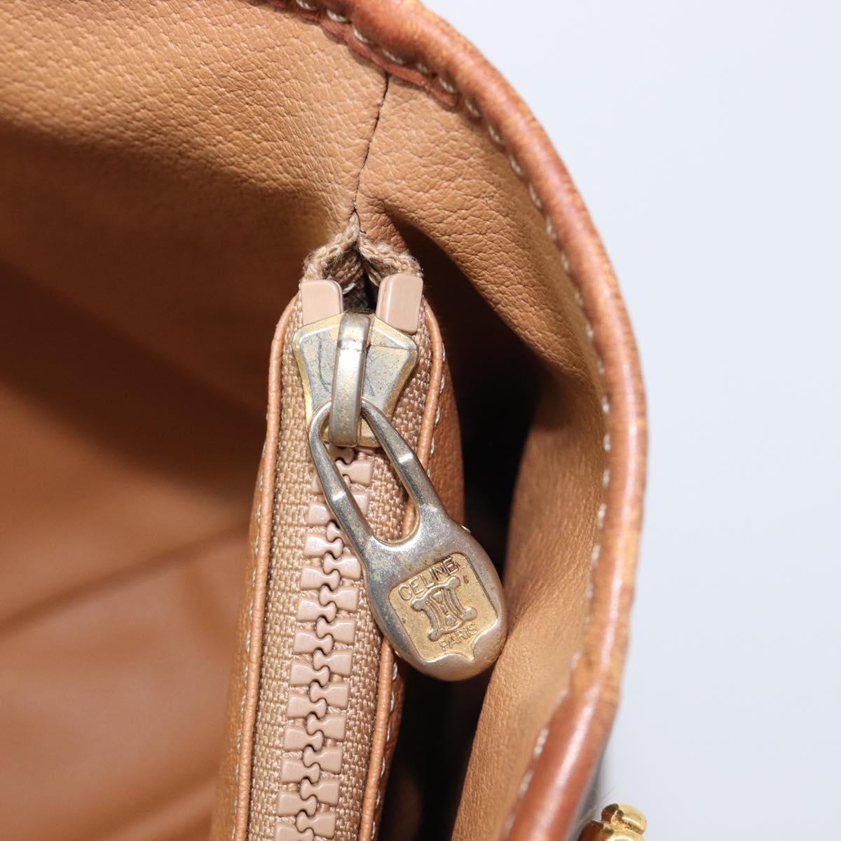 CELINE Macadam Canvas Tote Bag PVC Leather Brown Gold Auth 204214