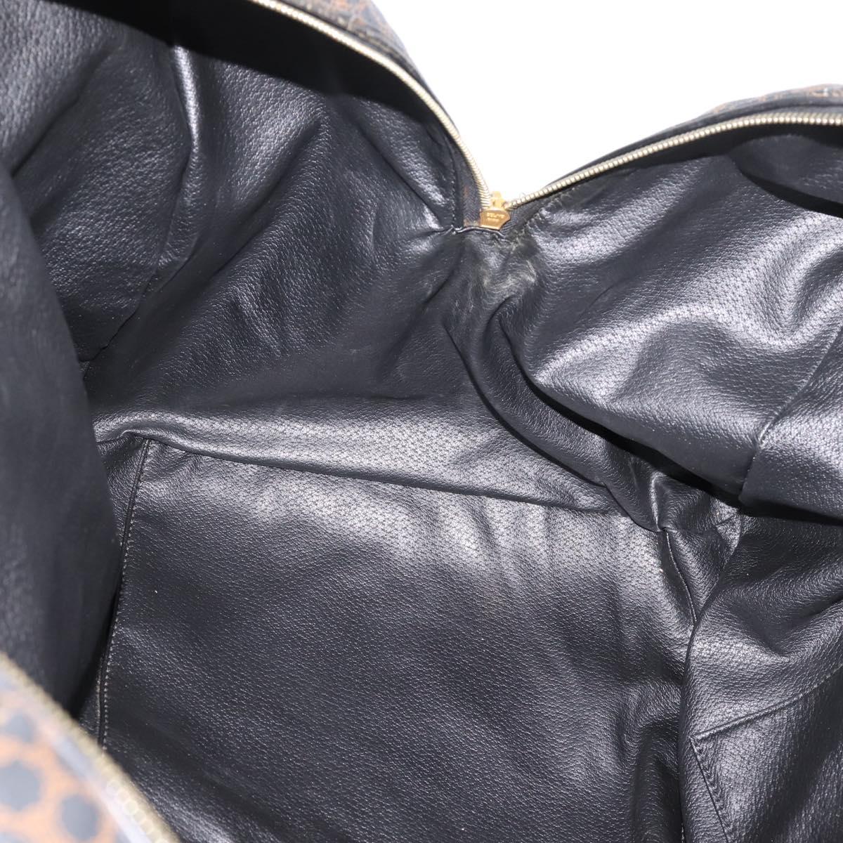 CELINE Macadam Canvas Boston Bag PVC Leather Black Gold Auth 204215