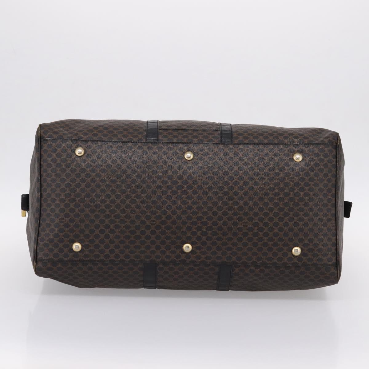 CELINE Macadam Canvas Boston Bag PVC Leather Black Gold Auth 204215