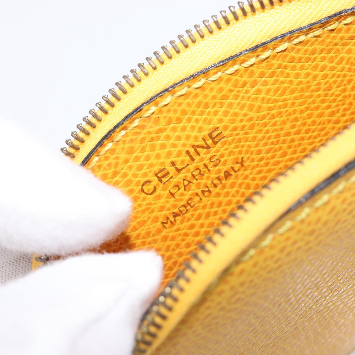 CELINE Coin Purse Leather Yellow Gold Auth 204220A