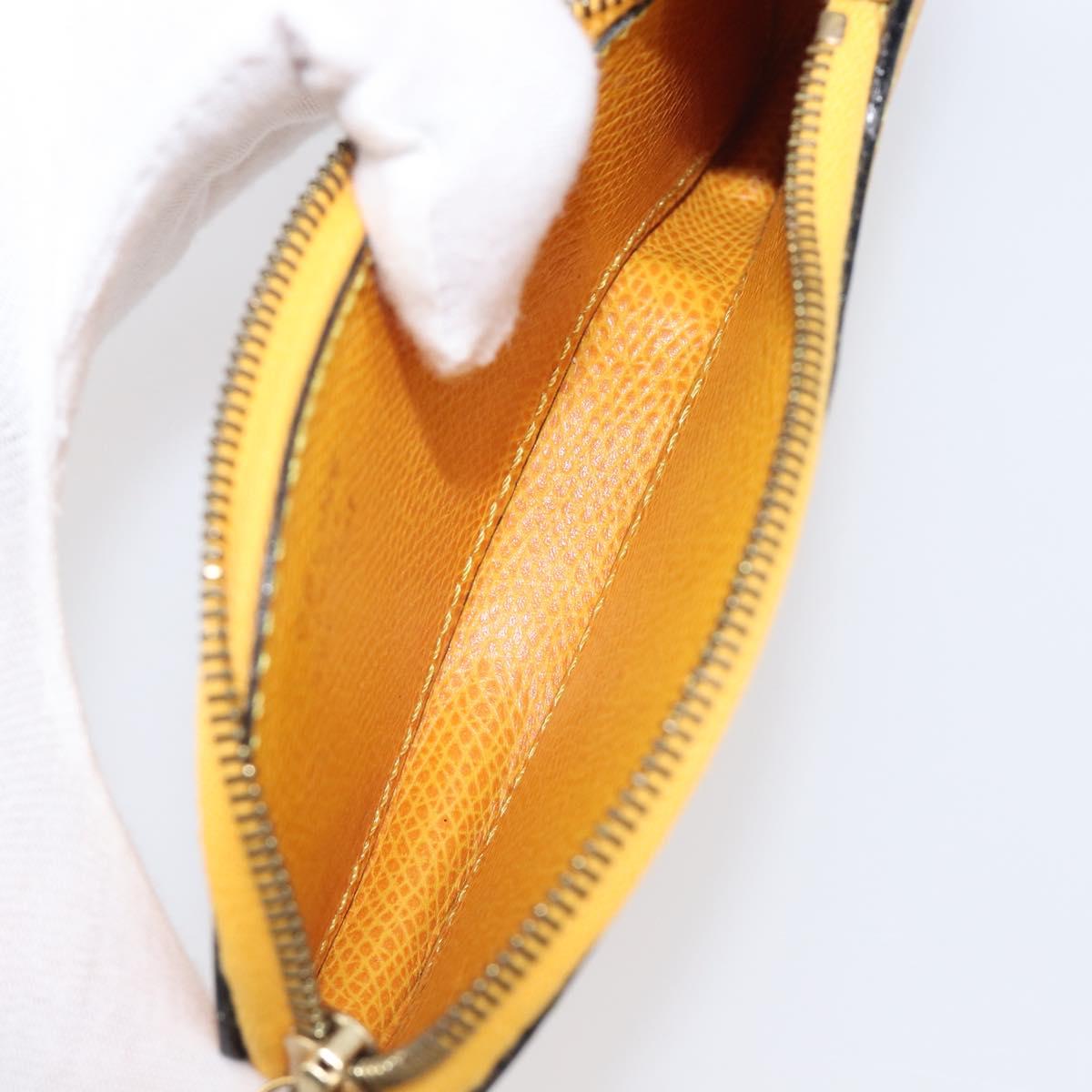 CELINE Coin Purse Leather Yellow Gold Auth 204220A