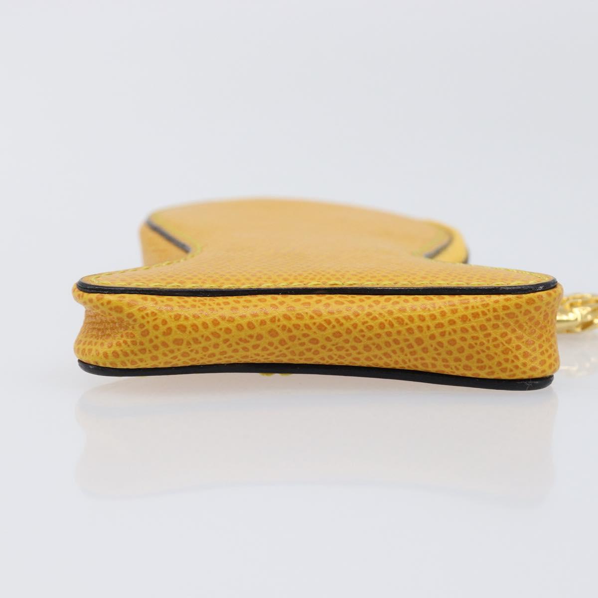 CELINE Coin Purse Leather Yellow Gold Auth 204220A
