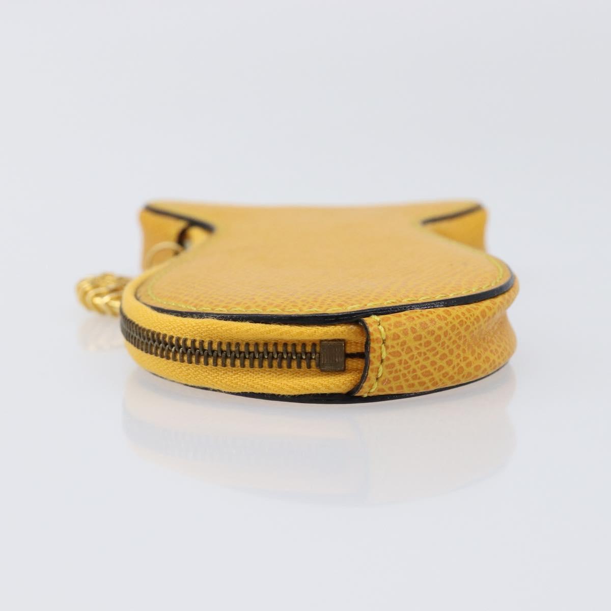 CELINE Coin Purse Leather Yellow Gold Auth 204220A