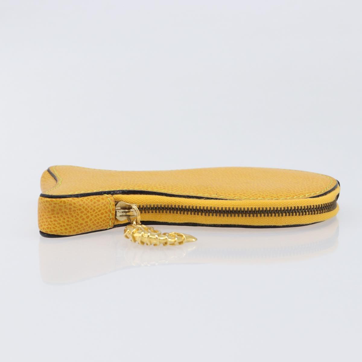 CELINE Coin Purse Leather Yellow Gold Auth 204220A