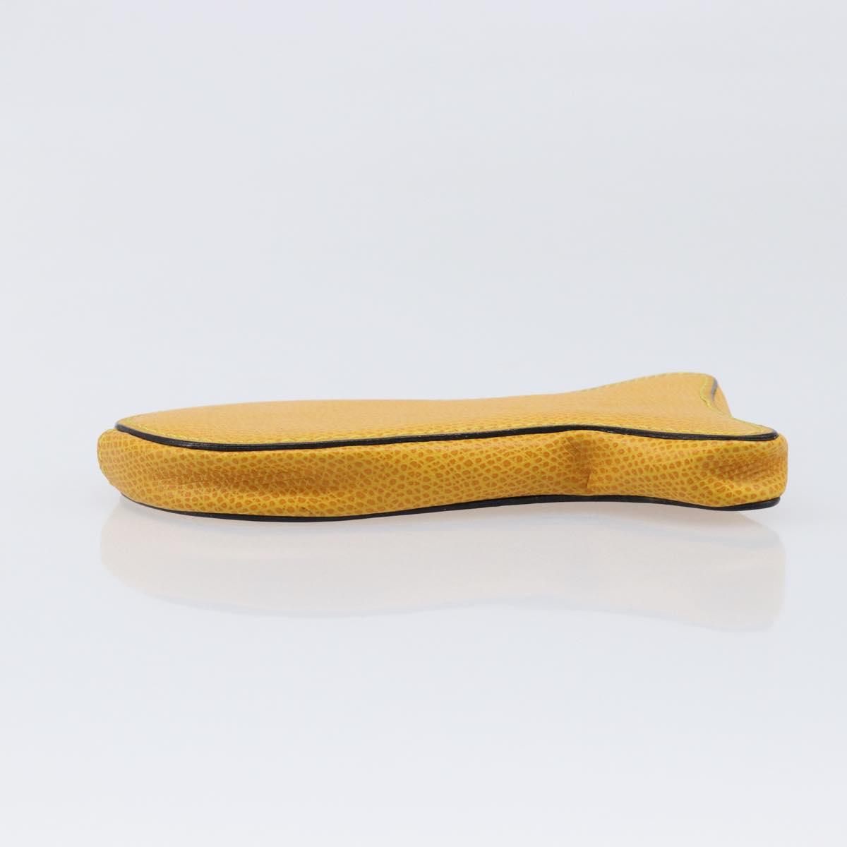 CELINE Coin Purse Leather Yellow Gold Auth 204220A