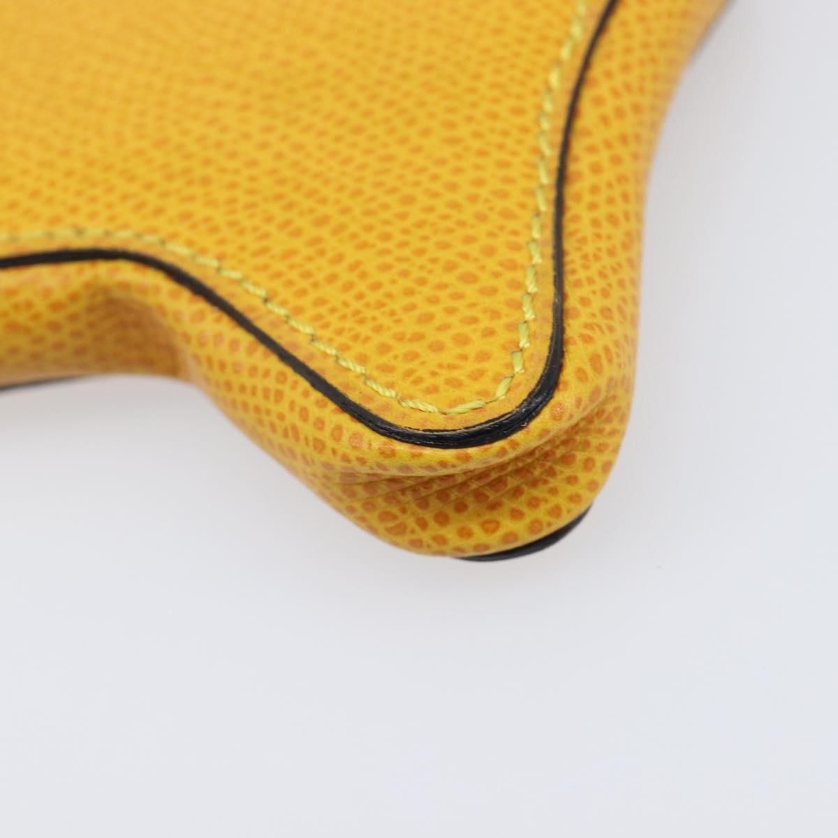 CELINE Coin Purse Leather Yellow Gold Auth 204220A