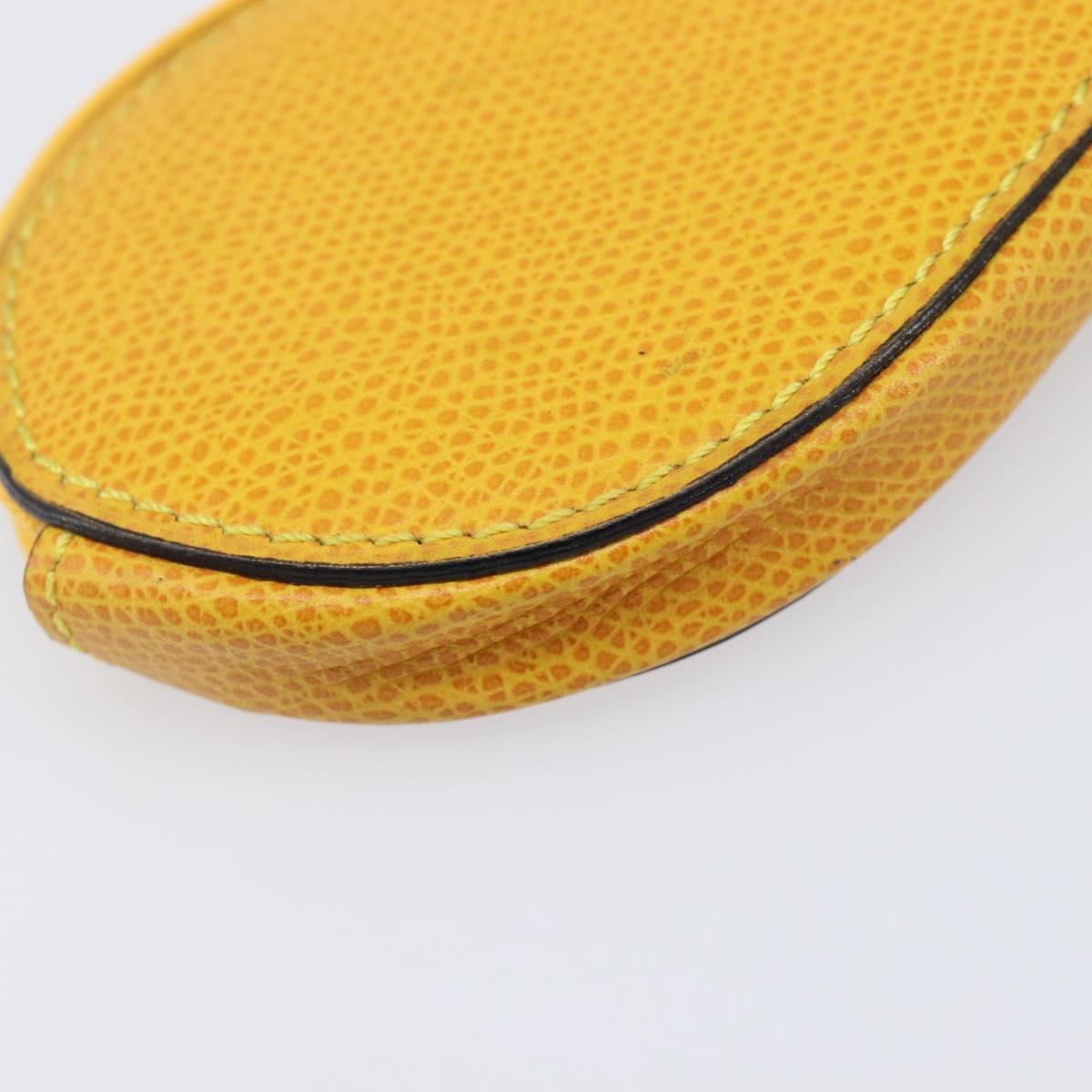 CELINE Coin Purse Leather Yellow Gold Auth 204220A