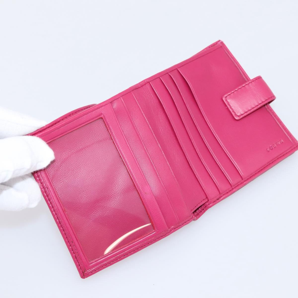 LOEWE Bifold Wallet Leather Pink Gold Auth 204222A
