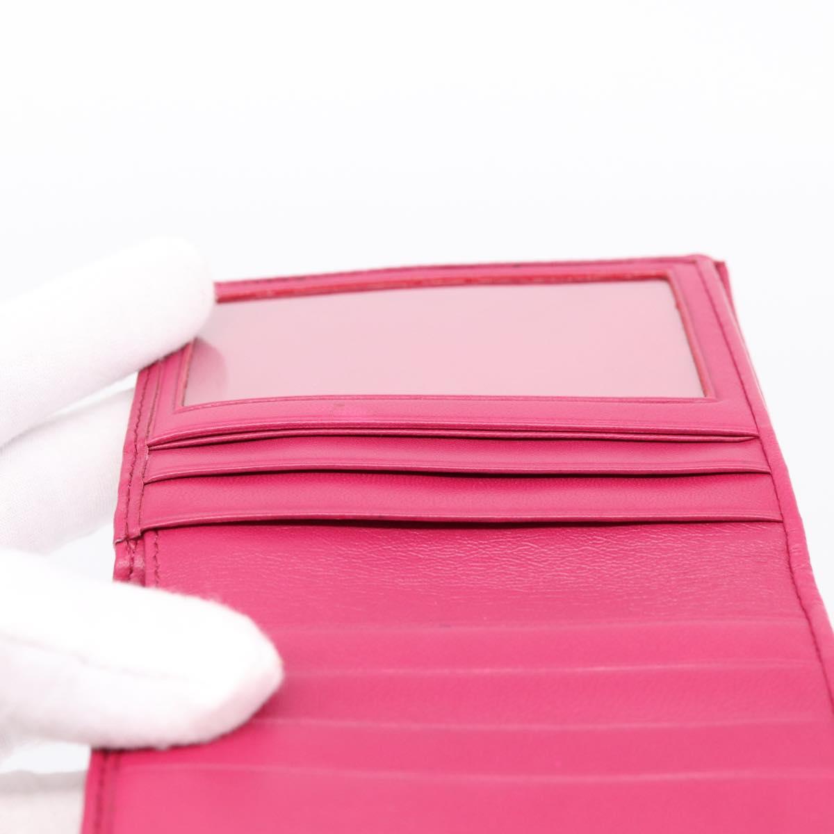 LOEWE Bifold Wallet Leather Pink Gold Auth 204222A