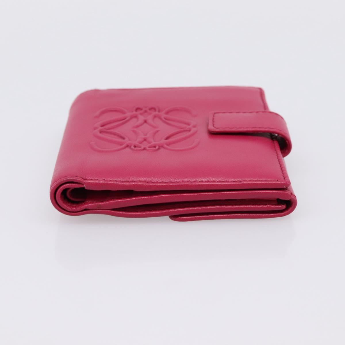 LOEWE Bifold Wallet Leather Pink Gold Auth 204222A