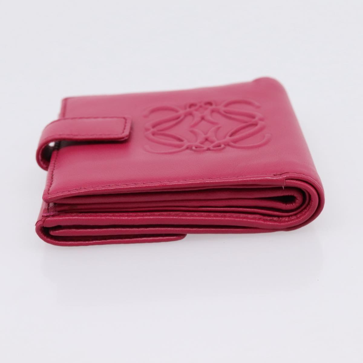 LOEWE Bifold Wallet Leather Pink Gold Auth 204222A