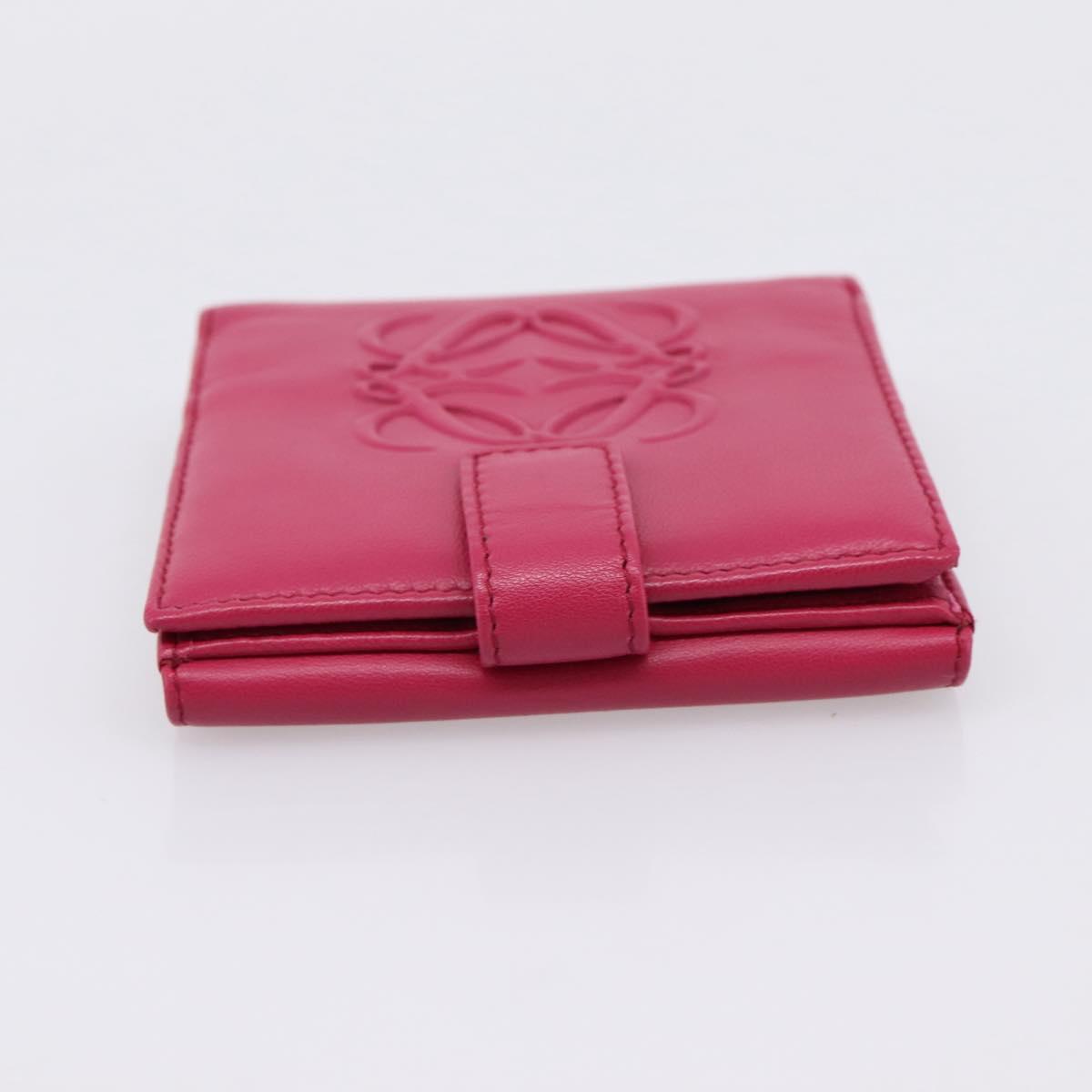 LOEWE Bifold Wallet Leather Pink Gold Auth 204222A