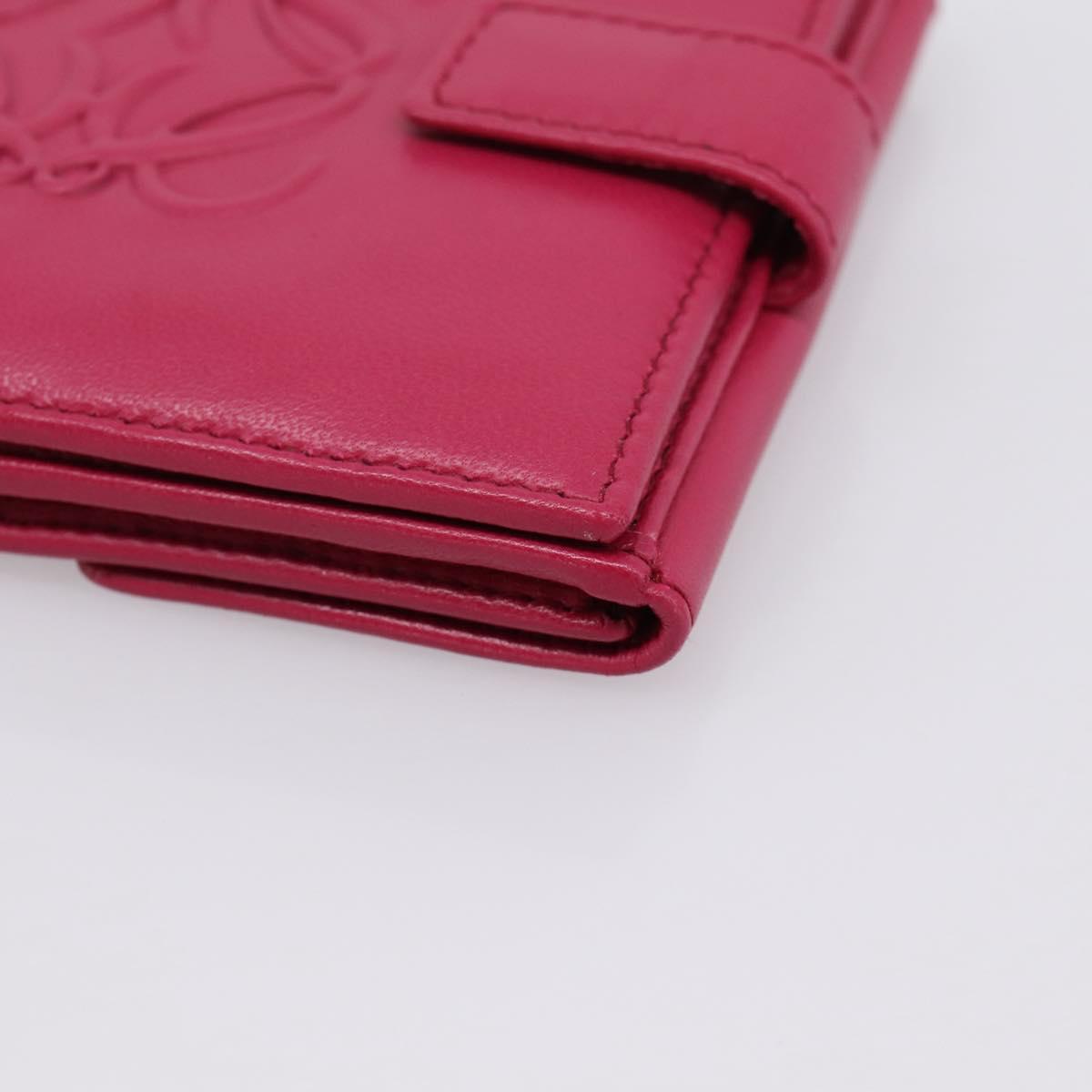 LOEWE Bifold Wallet Leather Pink Gold Auth 204222A
