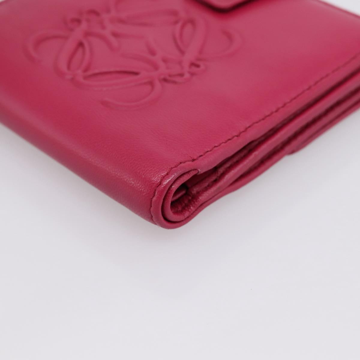 LOEWE Bifold Wallet Leather Pink Gold Auth 204222A