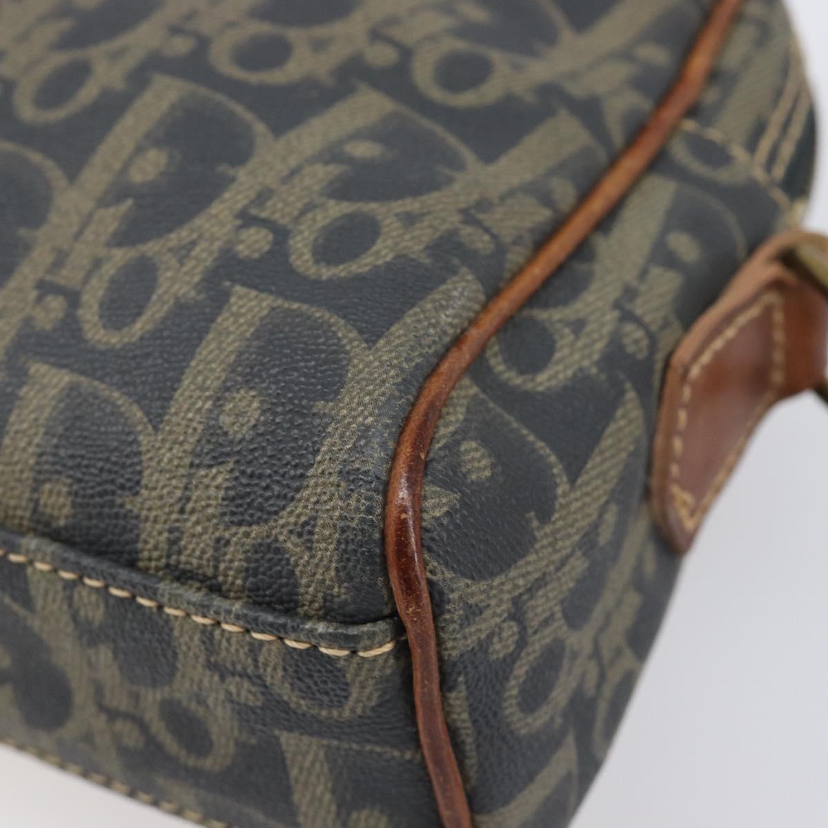 Christian Dior Trotter Canvas Shoulder Bag PVC Green Gold Auth 204234