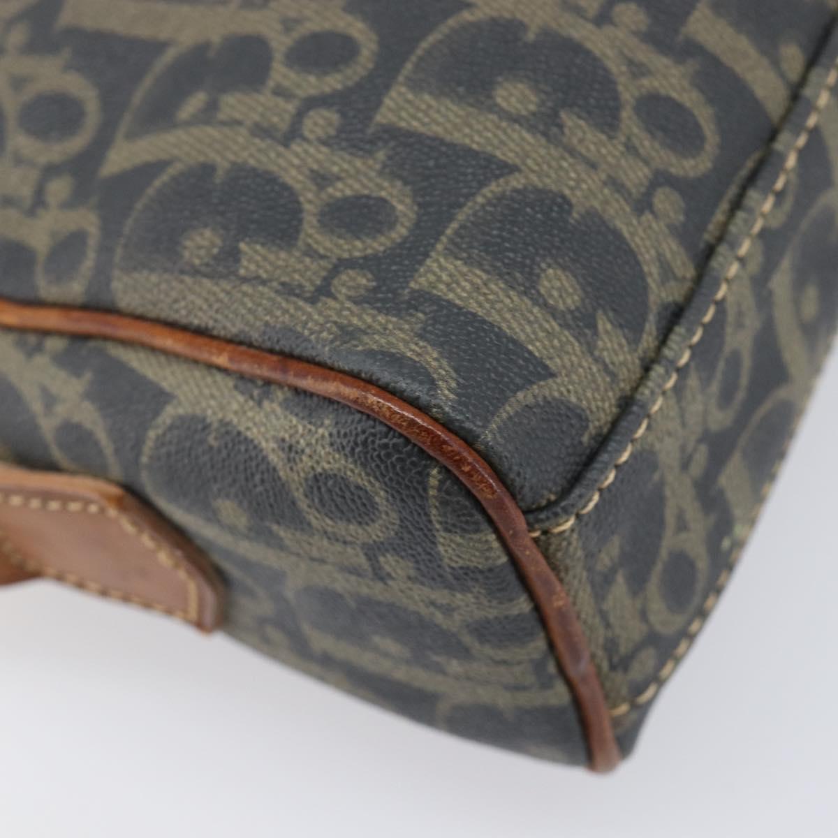 Christian Dior Trotter Canvas Shoulder Bag PVC Green Gold Auth 204234