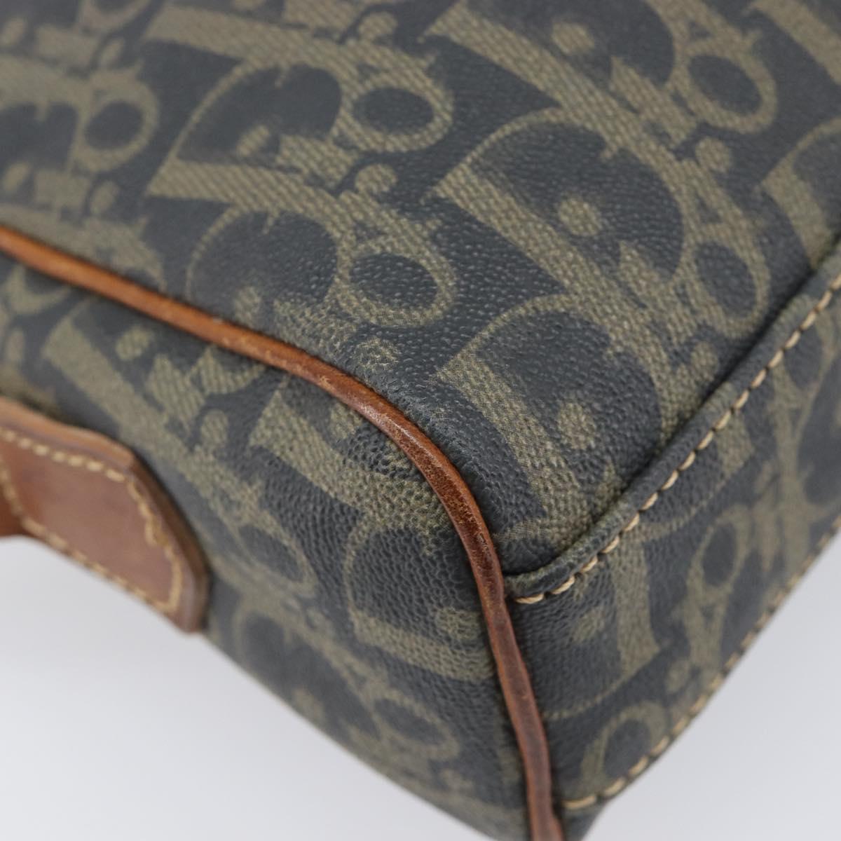 Christian Dior Trotter Canvas Shoulder Bag PVC Green Gold Auth 204234