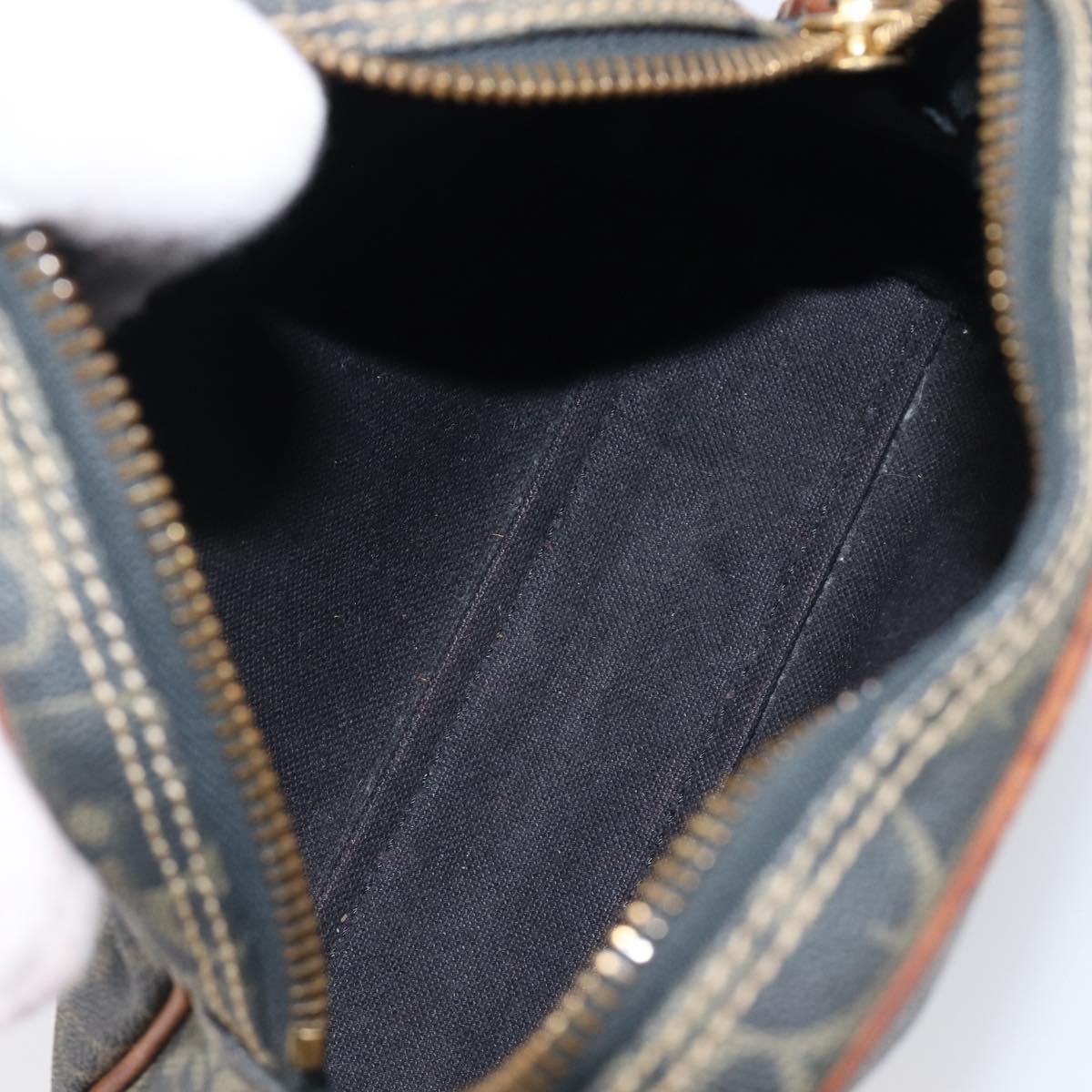 Christian Dior Trotter Canvas Shoulder Bag PVC Green Gold Auth 204234
