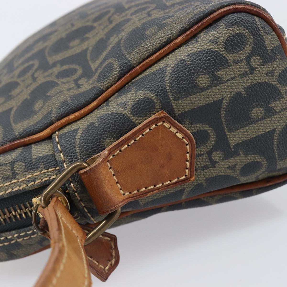 Christian Dior Trotter Canvas Shoulder Bag PVC Green Gold Auth 204234