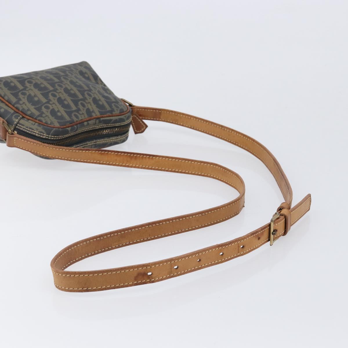 Christian Dior Trotter Canvas Shoulder Bag PVC Green Gold Auth 204234