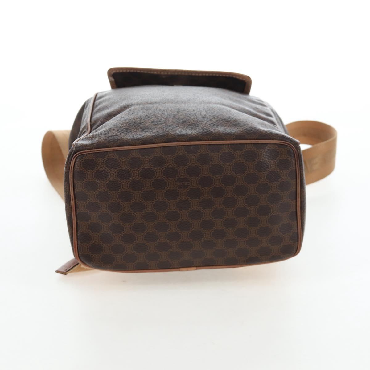 CELINE Macadam Canvas Backpack PVC Leather Brown Gold Auth 204235