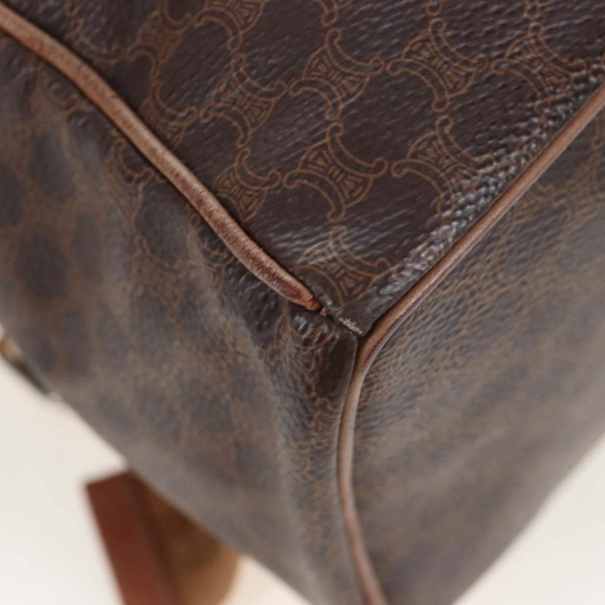 CELINE Macadam Canvas Backpack PVC Leather Brown Gold Auth 204235