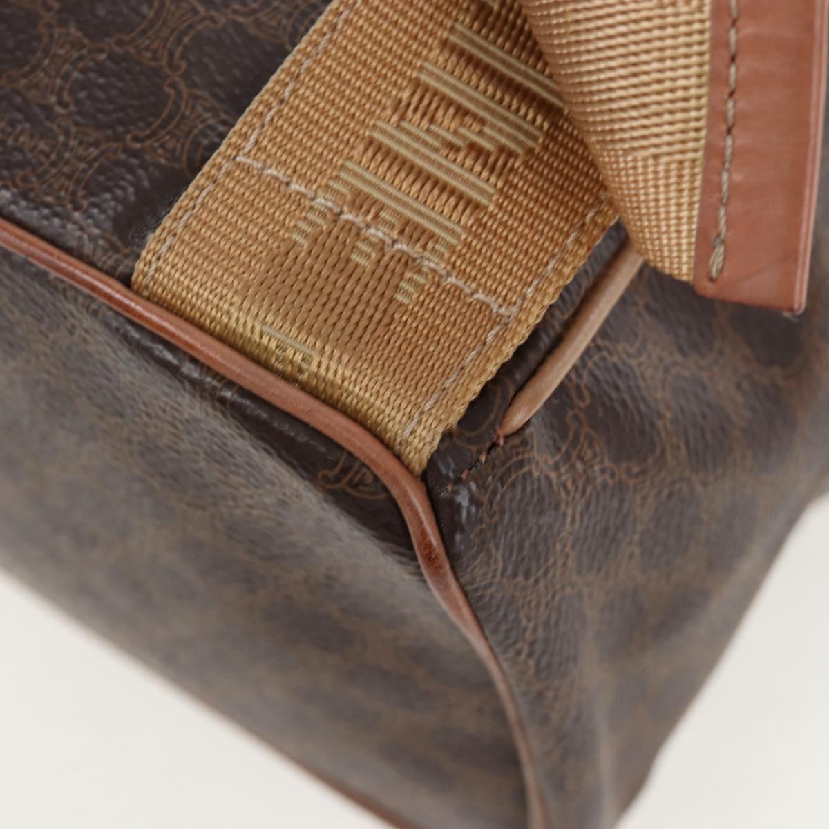 CELINE Macadam Canvas Backpack PVC Leather Brown Gold Auth 204235
