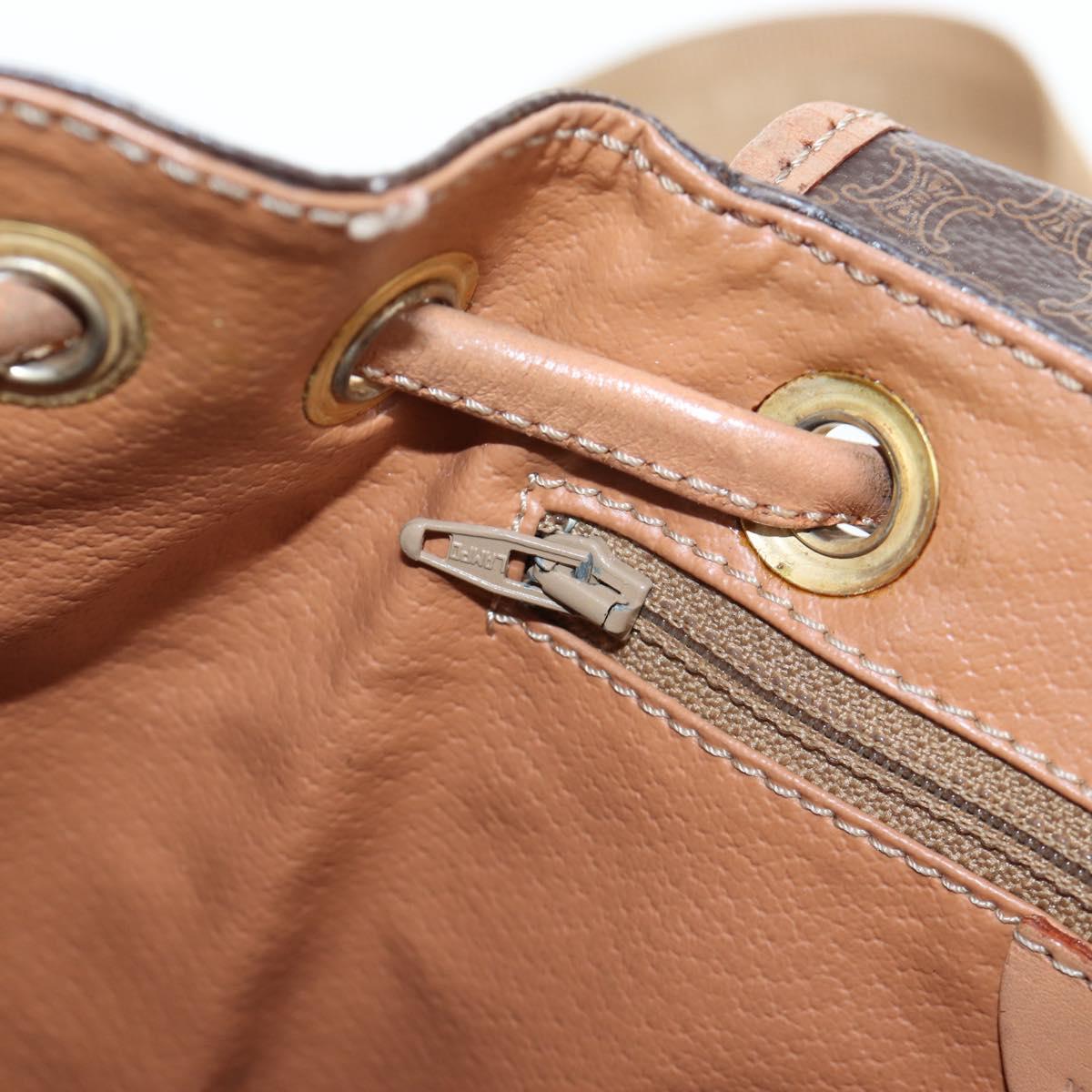 CELINE Macadam Canvas Backpack PVC Leather Brown Gold Auth 204235