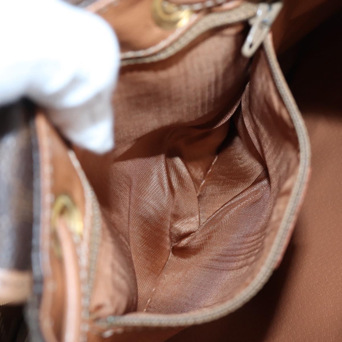 CELINE Macadam Canvas Backpack PVC Leather Brown Gold Auth 204235