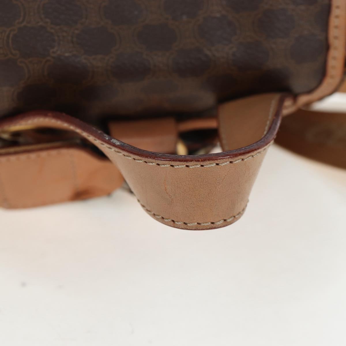 CELINE Macadam Canvas Backpack PVC Leather Brown Gold Auth 204235