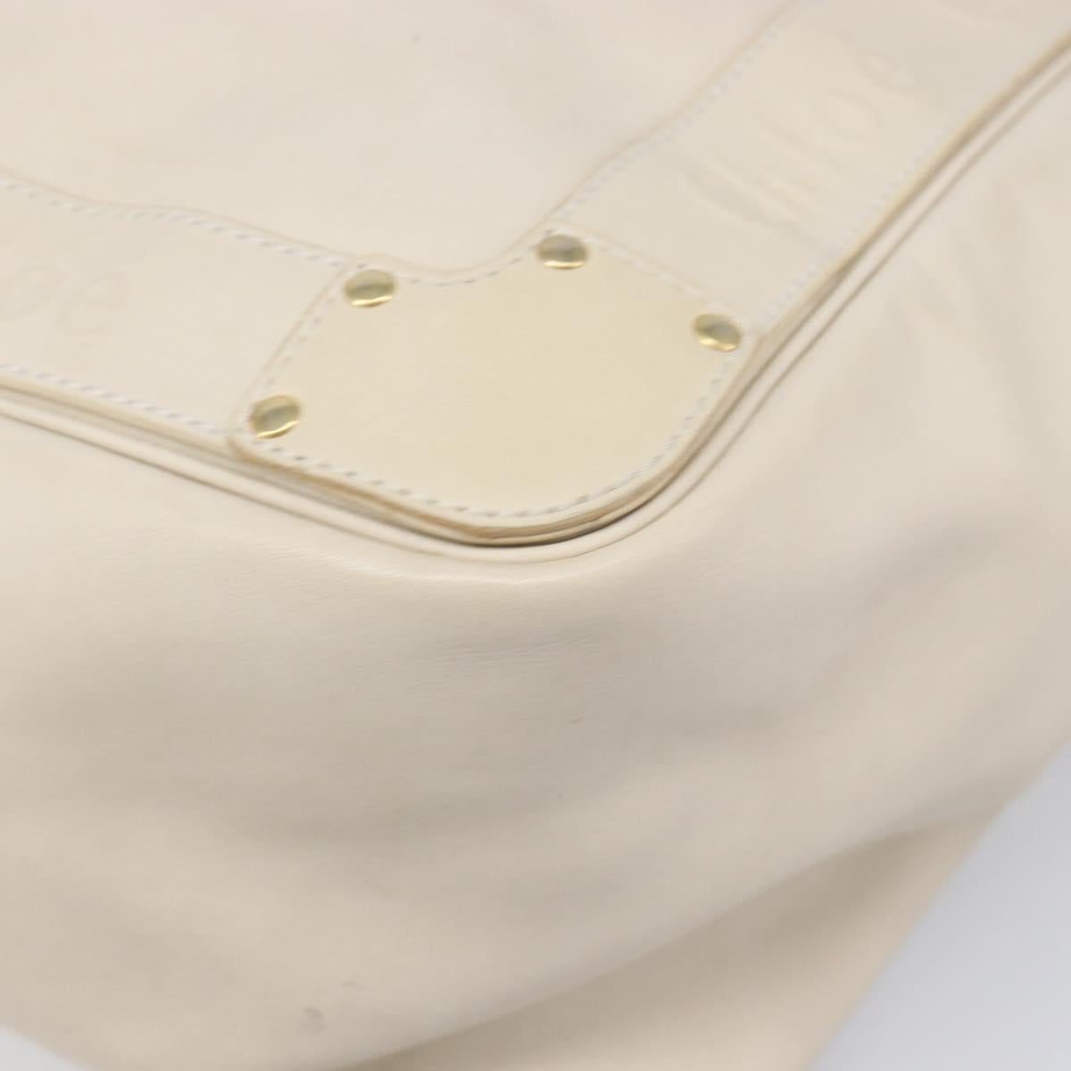 Chloe Eden Small Tote Bag Leather White Gold Auth 204236