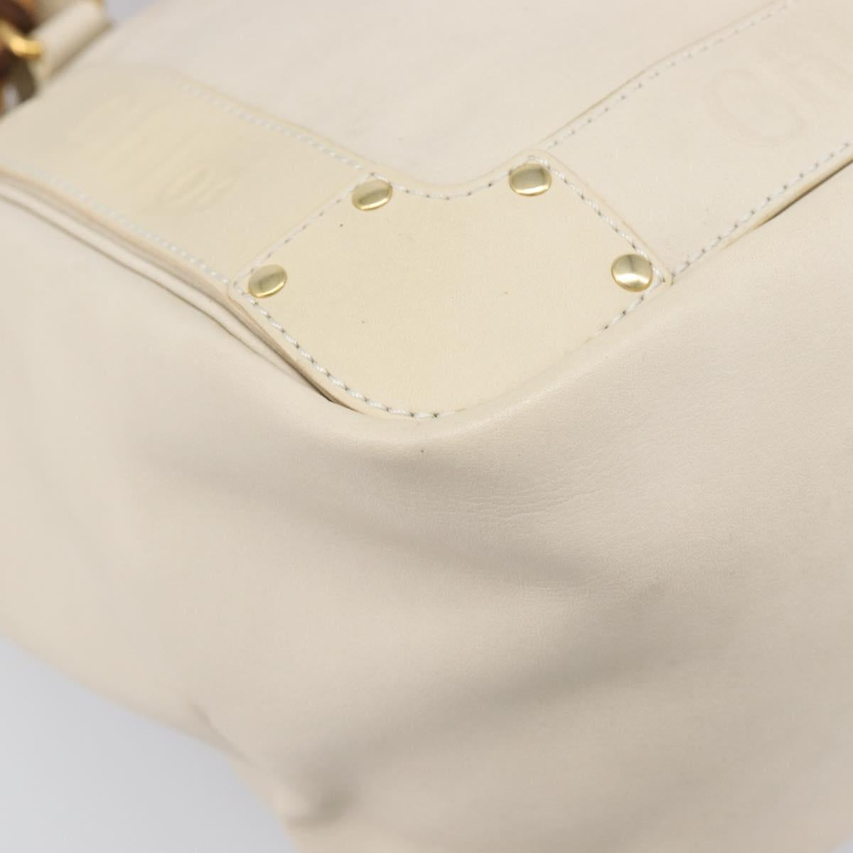 Chloe Eden Small Tote Bag Leather White Gold Auth 204236