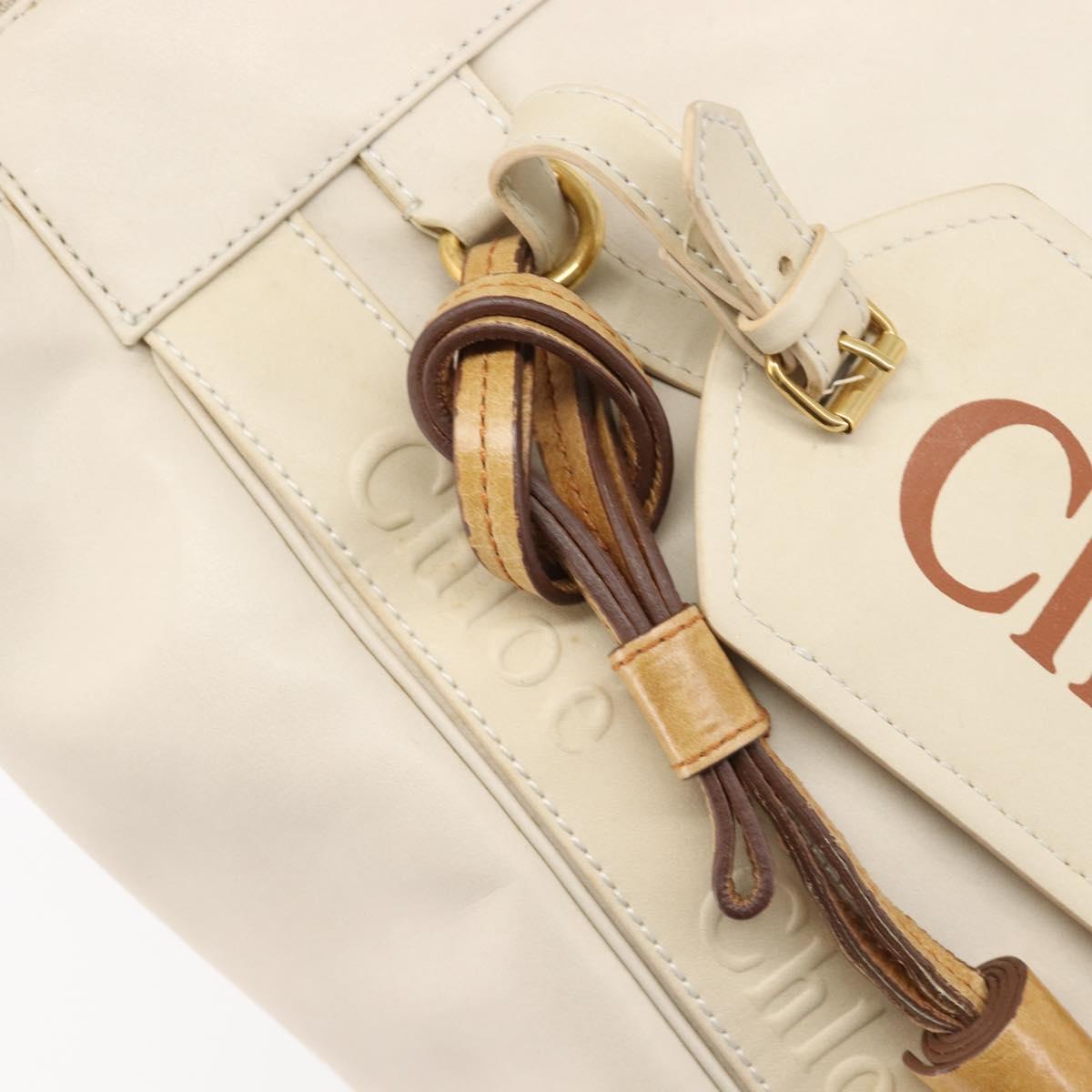 Chloe Eden Small Tote Bag Leather White Gold Auth 204236