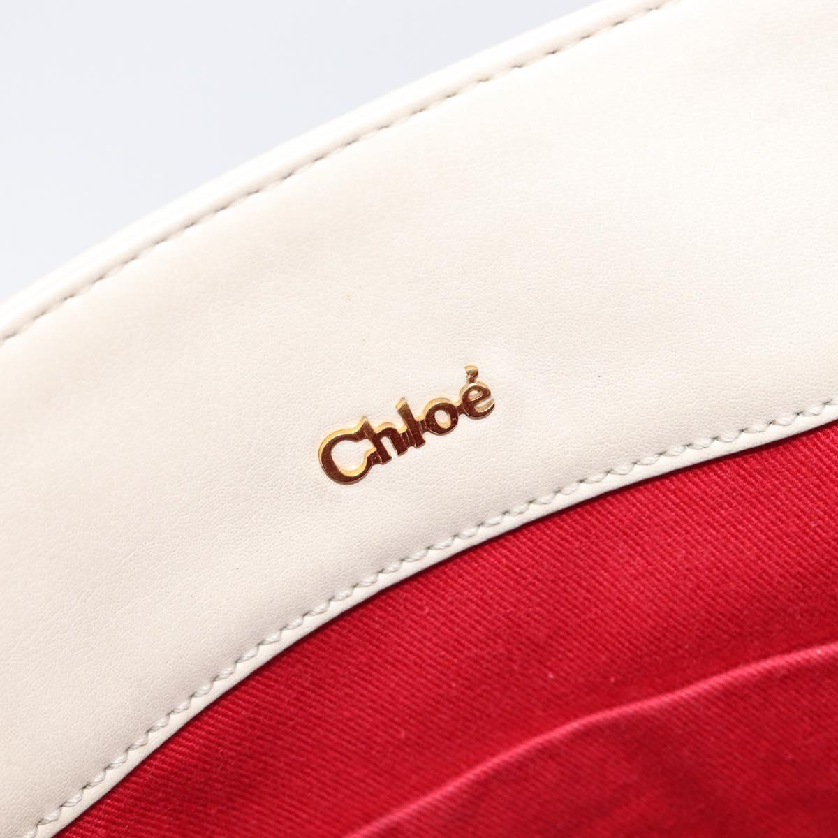 Chloe Eden Small Tote Bag Leather White Gold Auth 204236