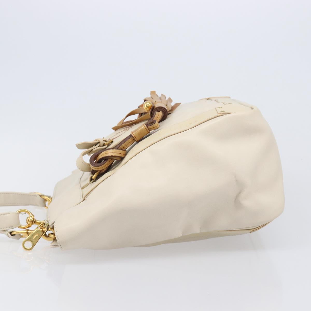 Chloe Eden Small Tote Bag Leather White Gold Auth 204236