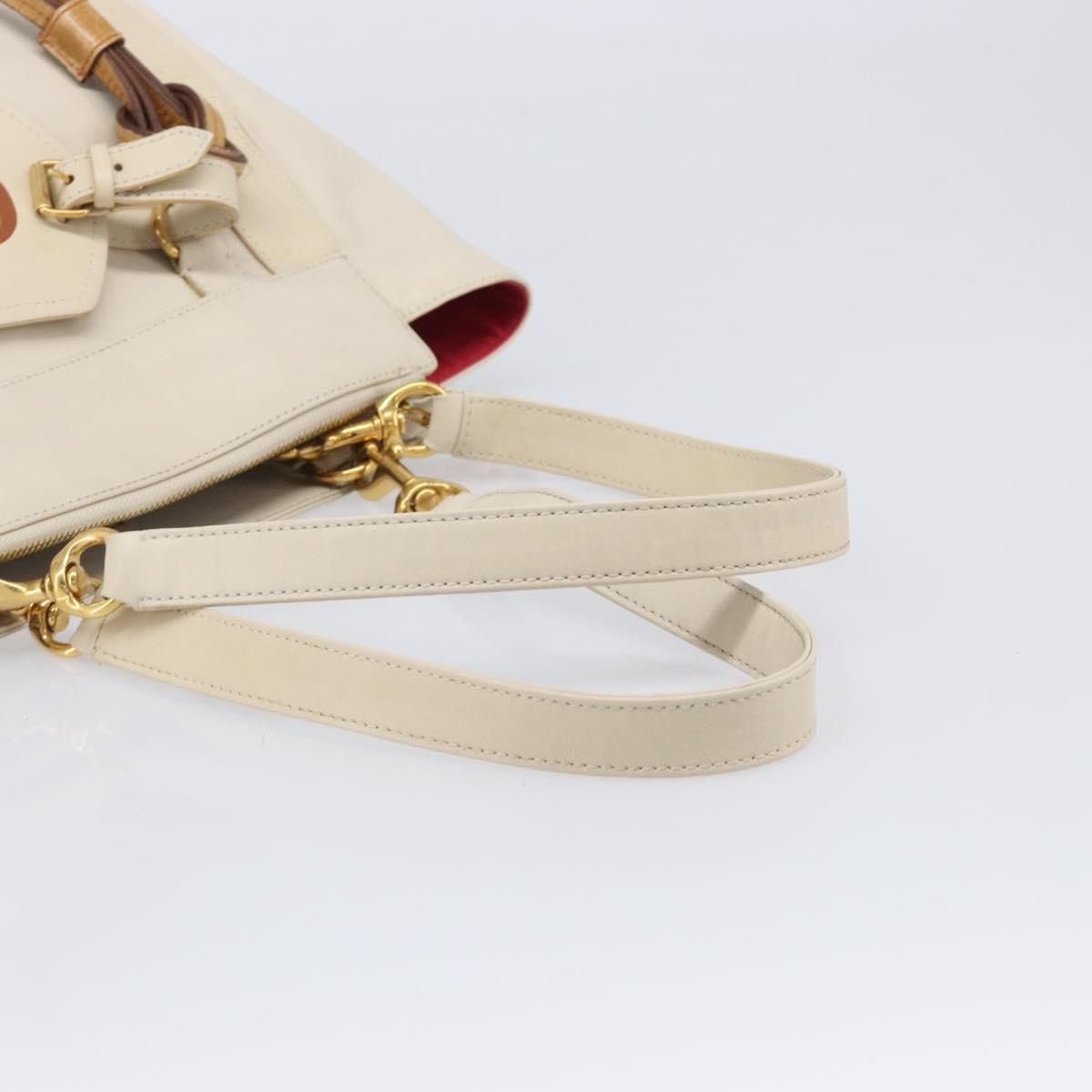 Chloe Eden Small Tote Bag Leather White Gold Auth 204236