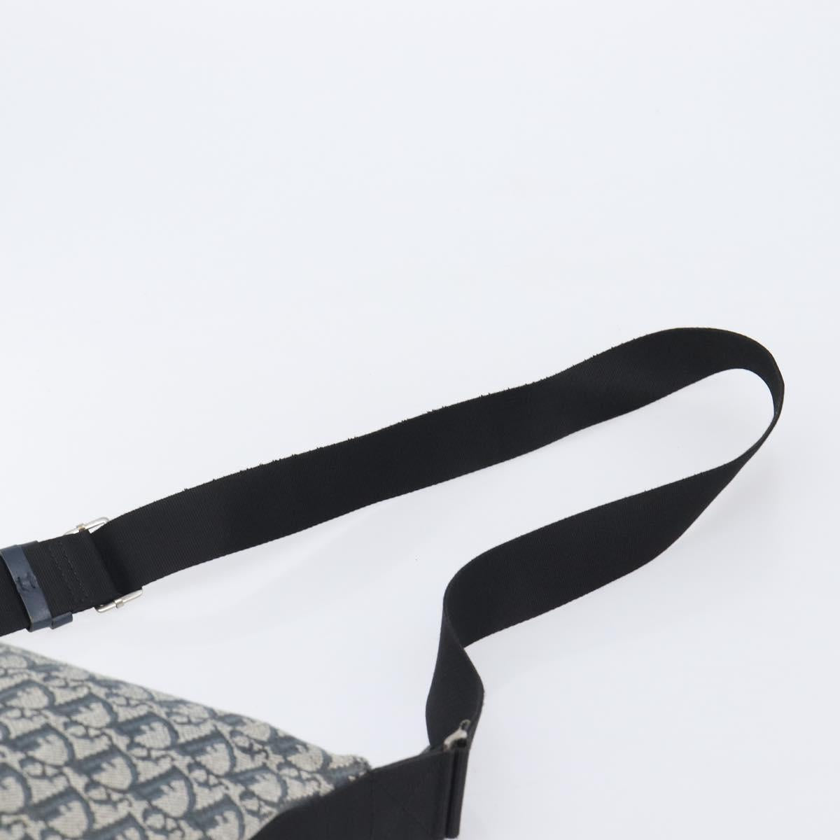Christian Dior Trotter Canvas Shoulder Bag Navy Silver Auth 204237