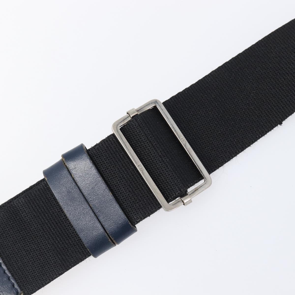 Christian Dior Trotter Canvas Shoulder Bag Navy Silver Auth 204237