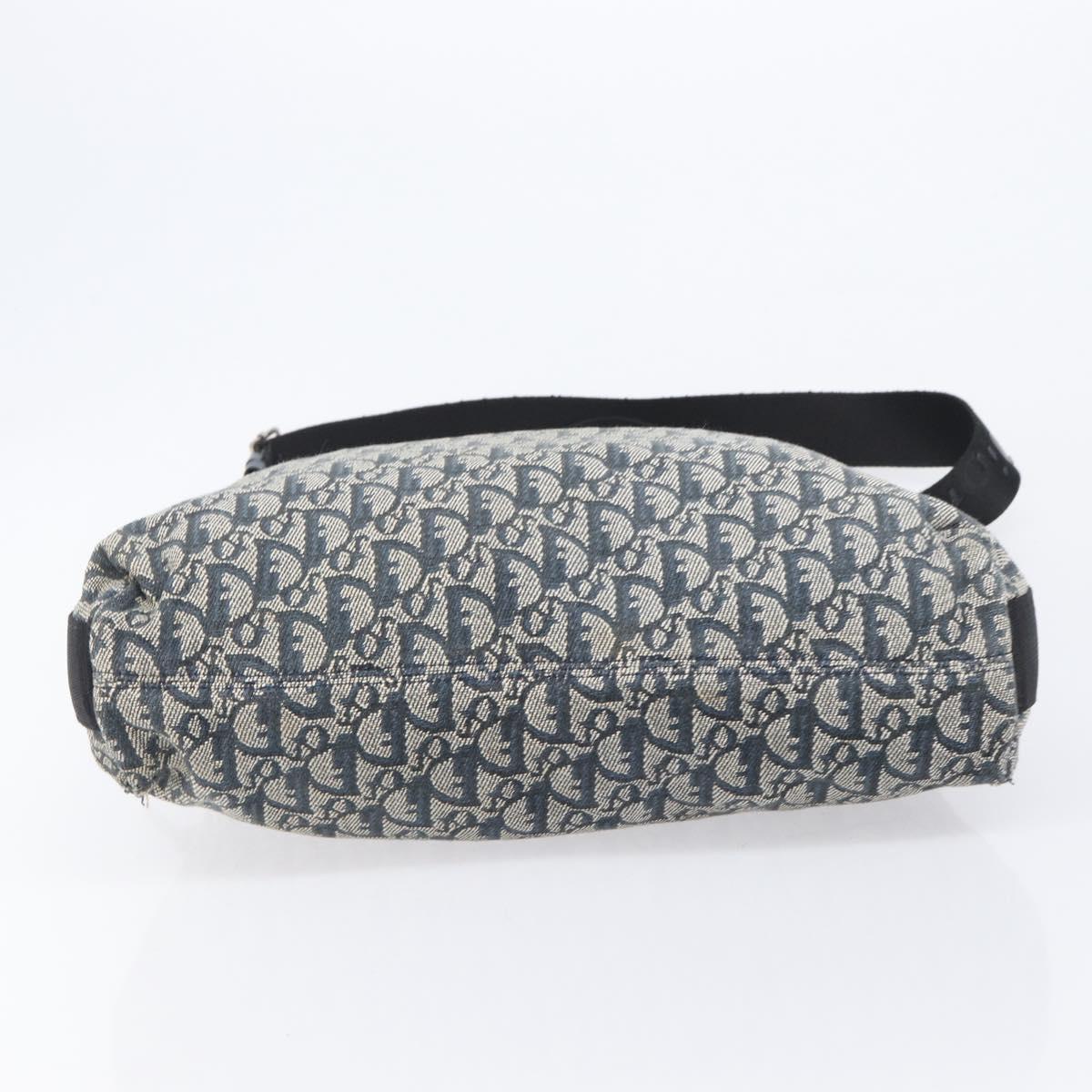 Christian Dior Trotter Canvas Shoulder Bag Navy Silver Auth 204237