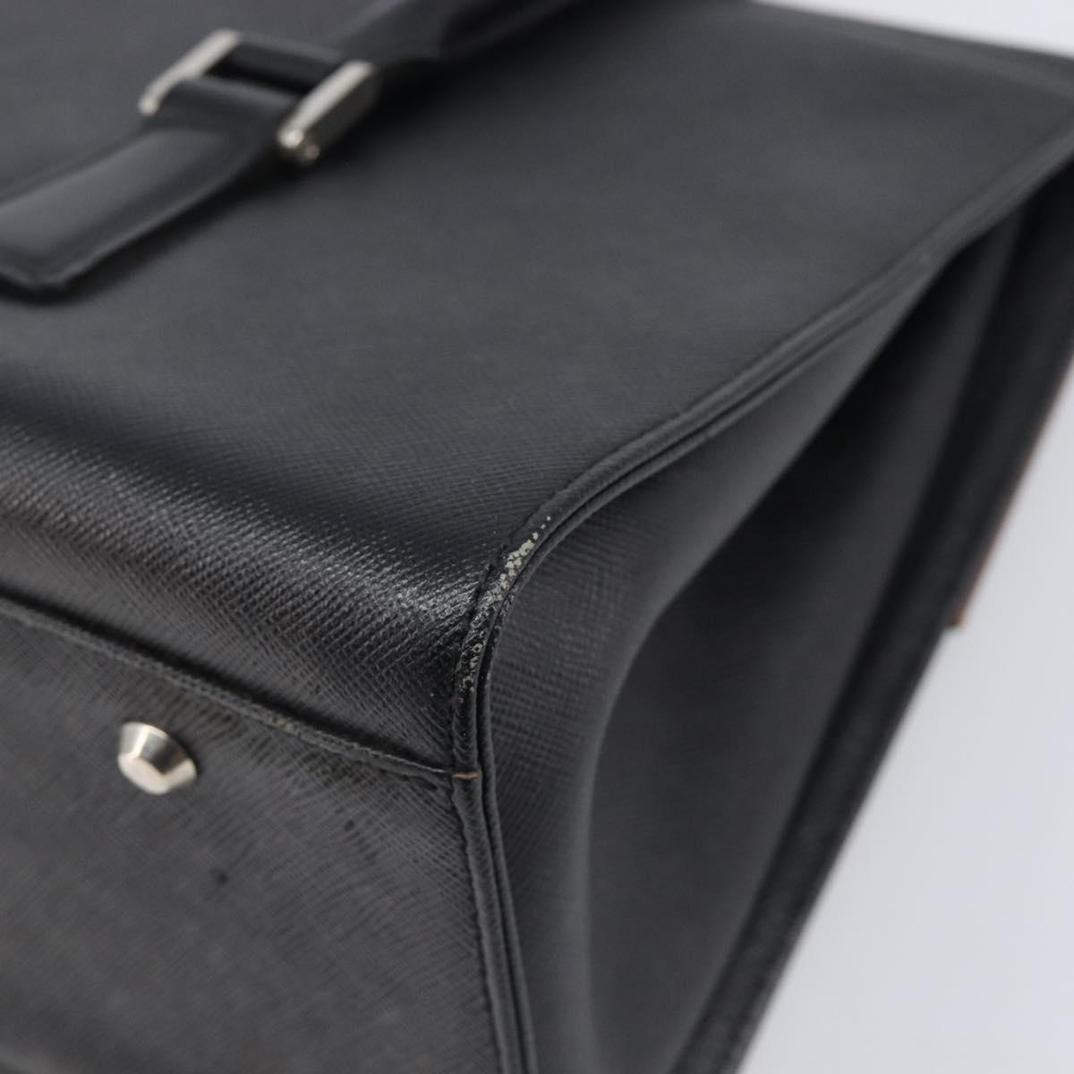 BURBERRY Hand Bag Leather Black Silver Auth 204238